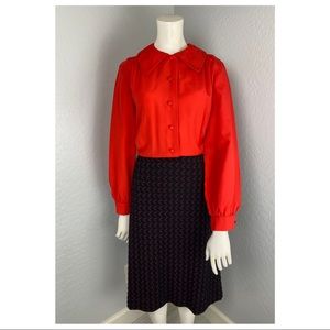 Vintage Alper Schwartz Red & Black Long Sleeve Dress